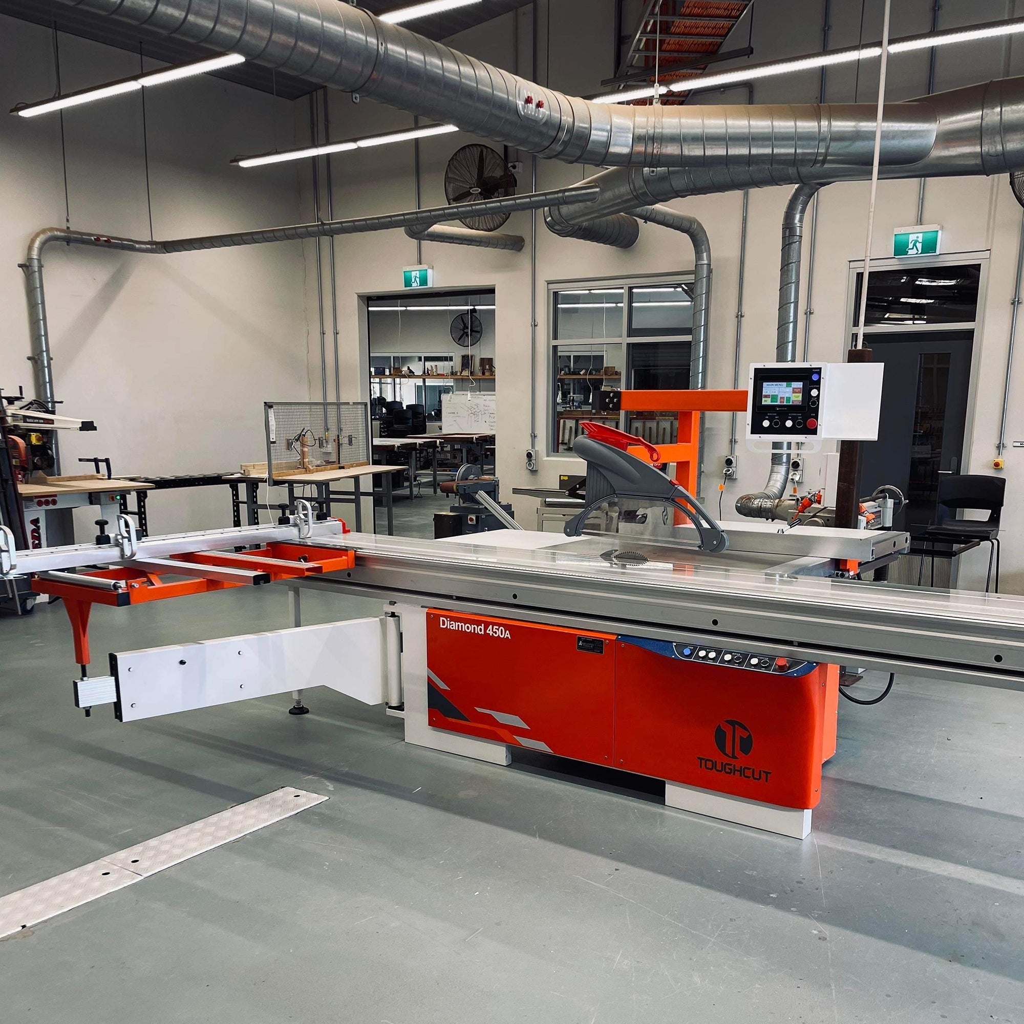 ToughCut 400mm (16") 7.5HP 3.2m Sliding Table (Optional Upgrade to 3.8m Sliding Table) with Overhead Control & Automatic Rise / Fall & Tilt Panel Saw 415V Diamond 450B