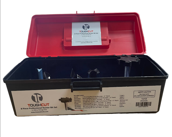 ToughCut 6mm (1/4") + 12.7mm (1/2") Shank CNC Router Bit Starter Set (8Pce) TSPK8
