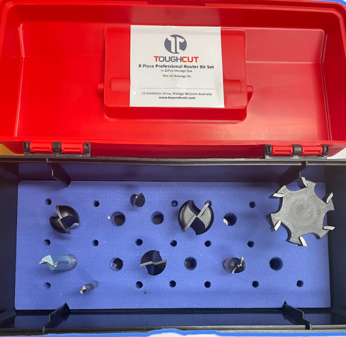 ToughCut 6mm (1/4") + 12.7mm (1/2") Shank CNC Router Bit Starter Set (8Pce) TSPK8