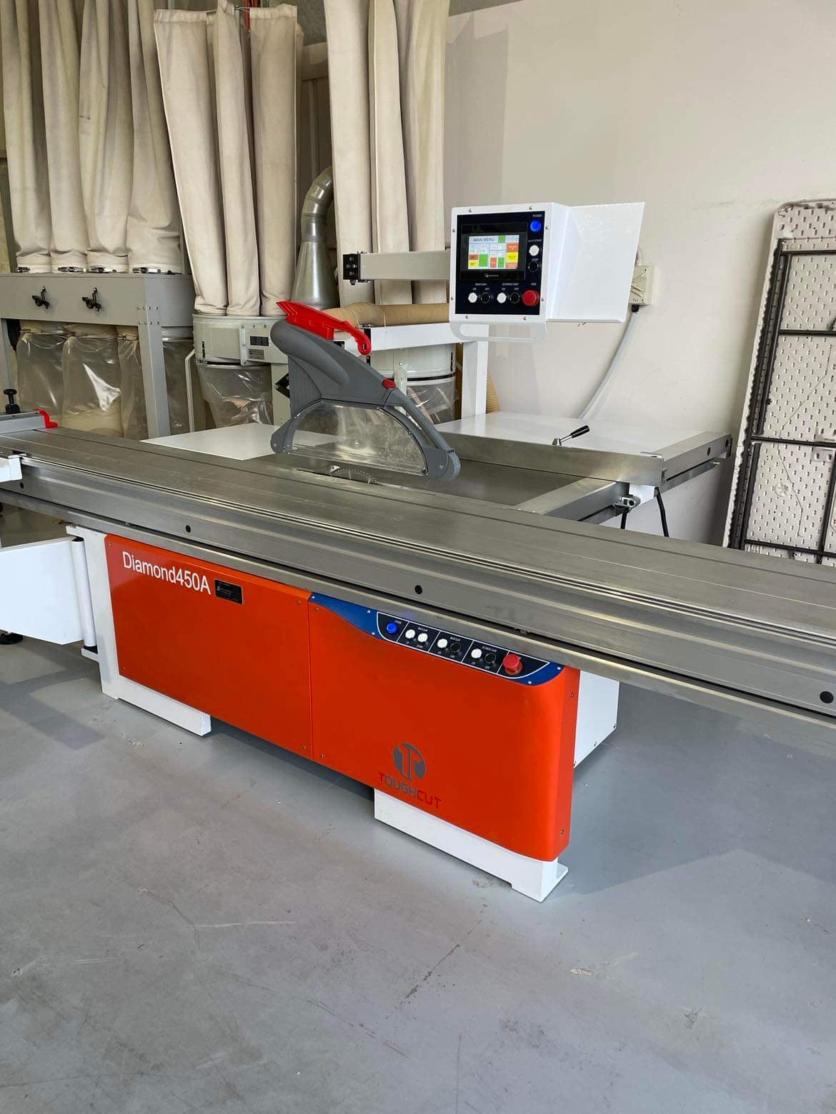 ToughCut 400mm (16") 7.5HP 3.2m Sliding Table (Optional Upgrade to 3.8m Sliding Table) with Overhead Control & Automatic Rise / Fall & Tilt Panel Saw 415V Diamond 450B